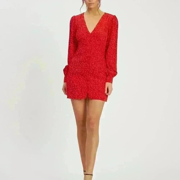 Savel Amelia Womens Red Floral Romantic Feminine Girlie Euro Summer Mini Dress 6 - Picture 3 of 17